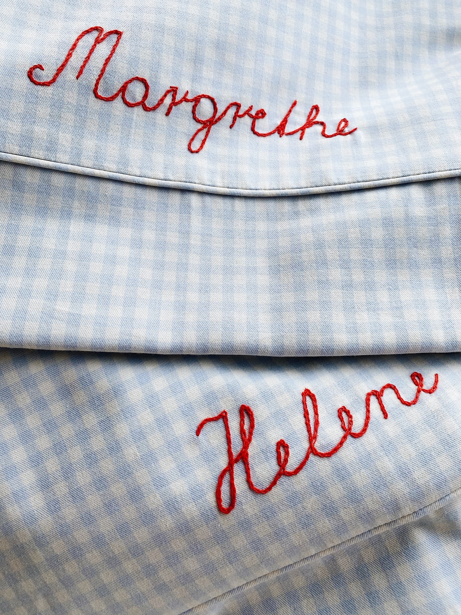 Klassisk junior sengetøj blå gingham