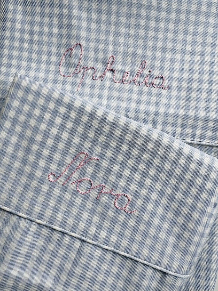 Klassisk junior sengetøj blå gingham