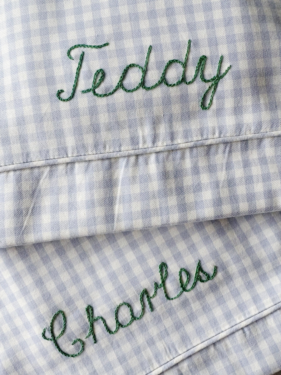 Klassisk junior sengetøj blå gingham