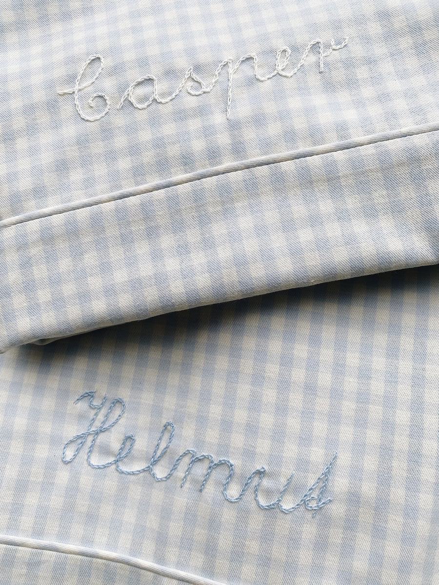 Klassisk junior sengetøj blå gingham