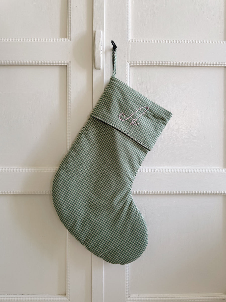 Christmas stocking green check