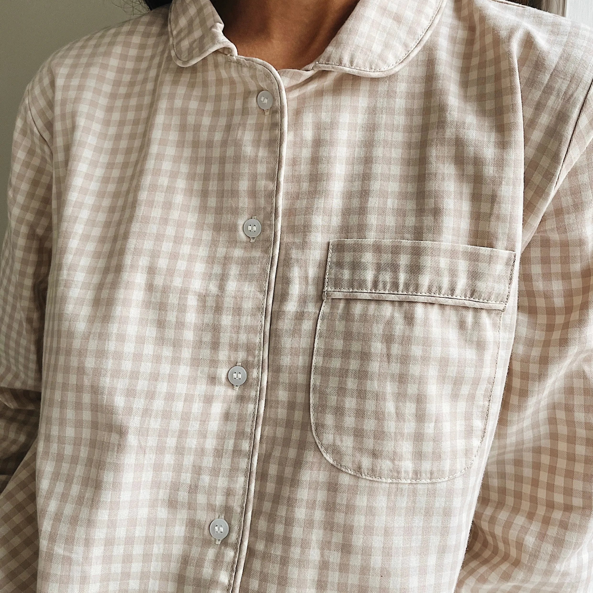 Classic Mom PJ - Beige gingham