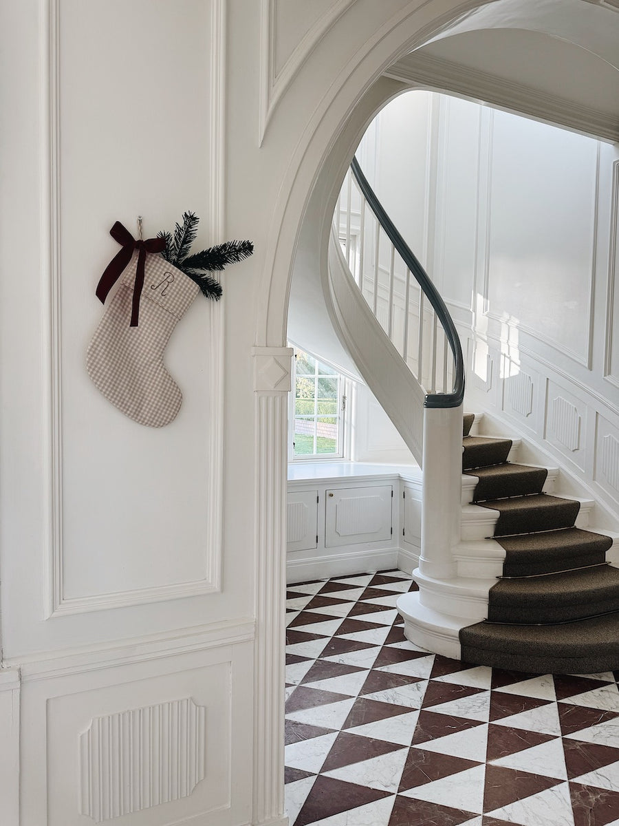 Christmas stocking beige gingham