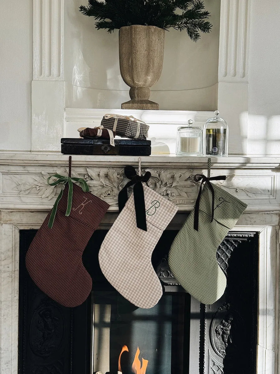 Christmas stocking green check