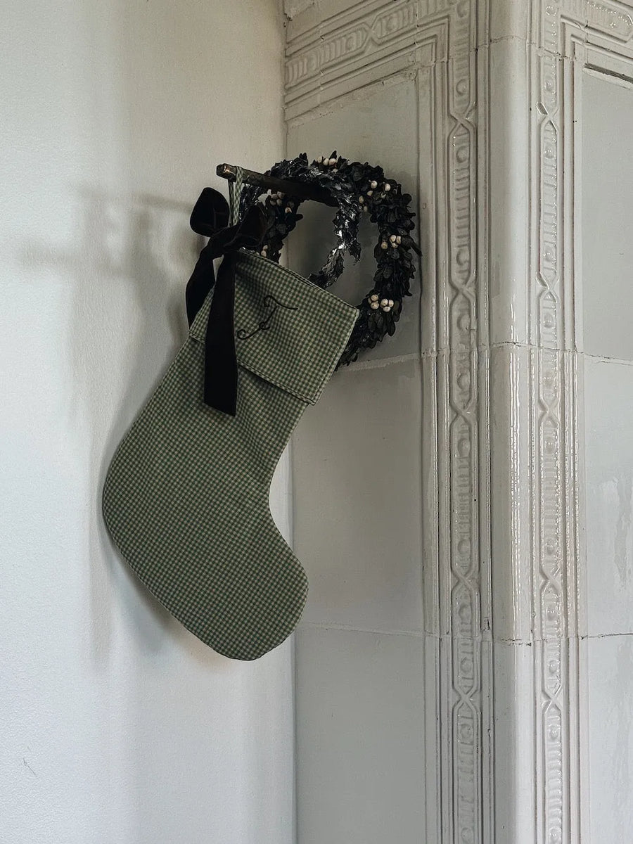 Christmas stocking green check