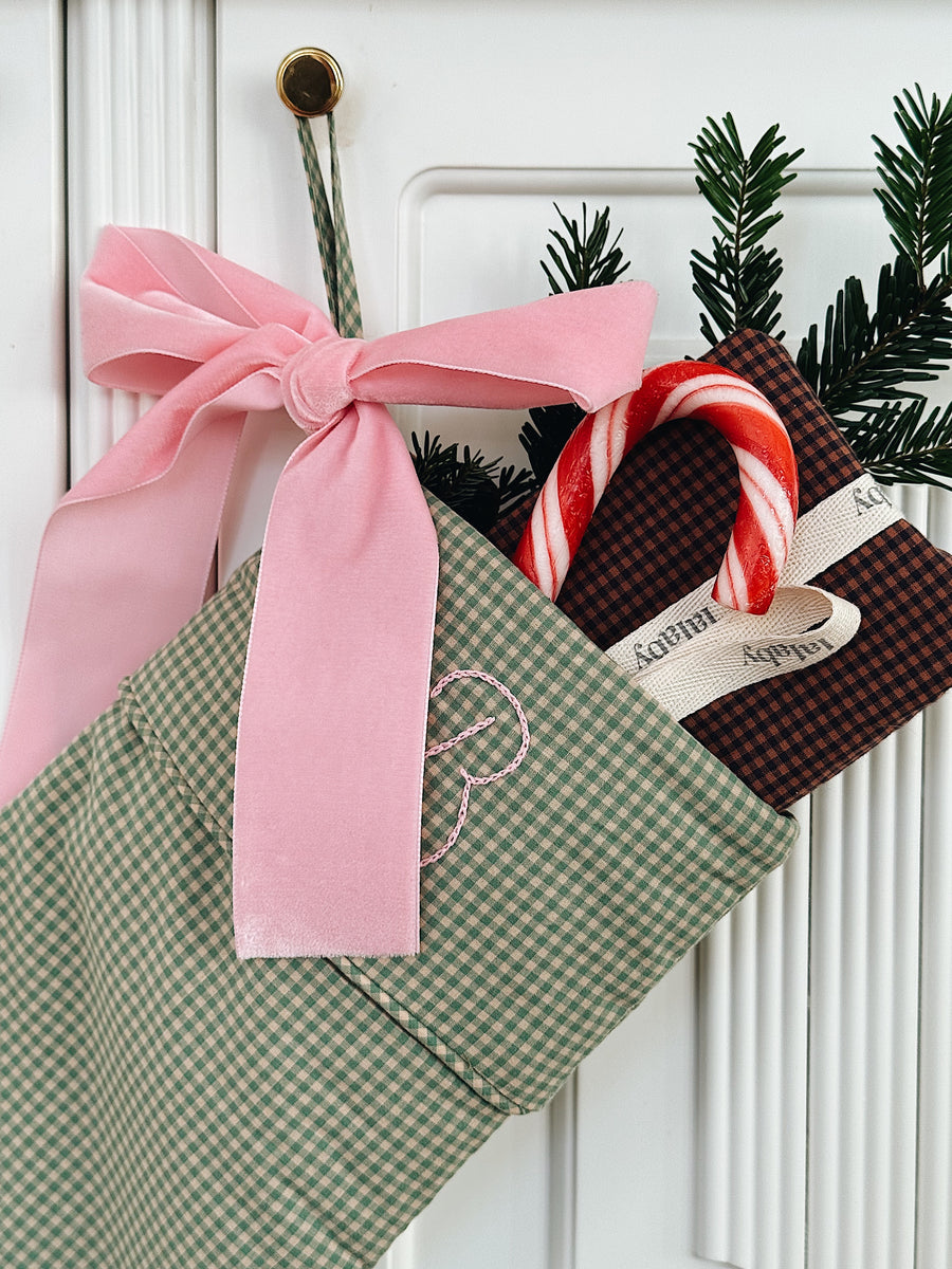 Christmas stocking green check