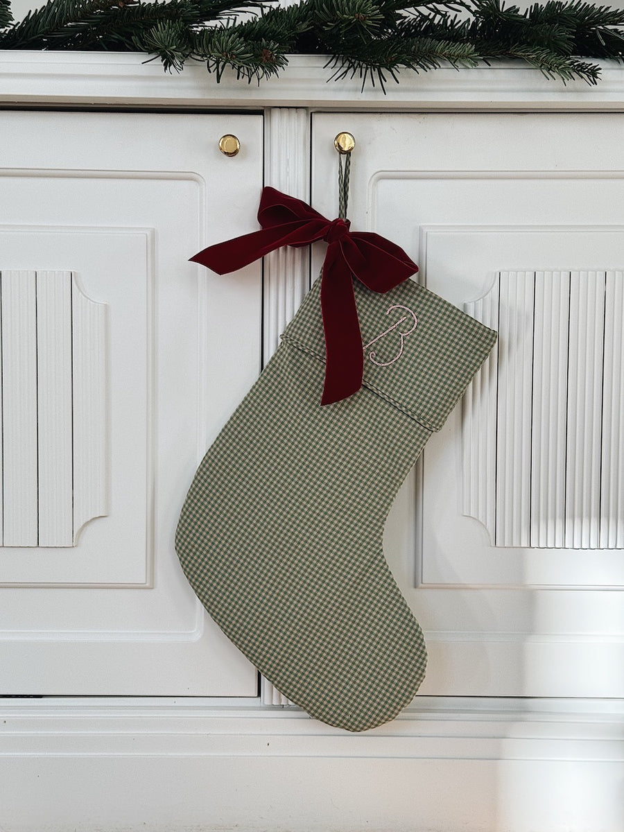 Christmas stocking green check