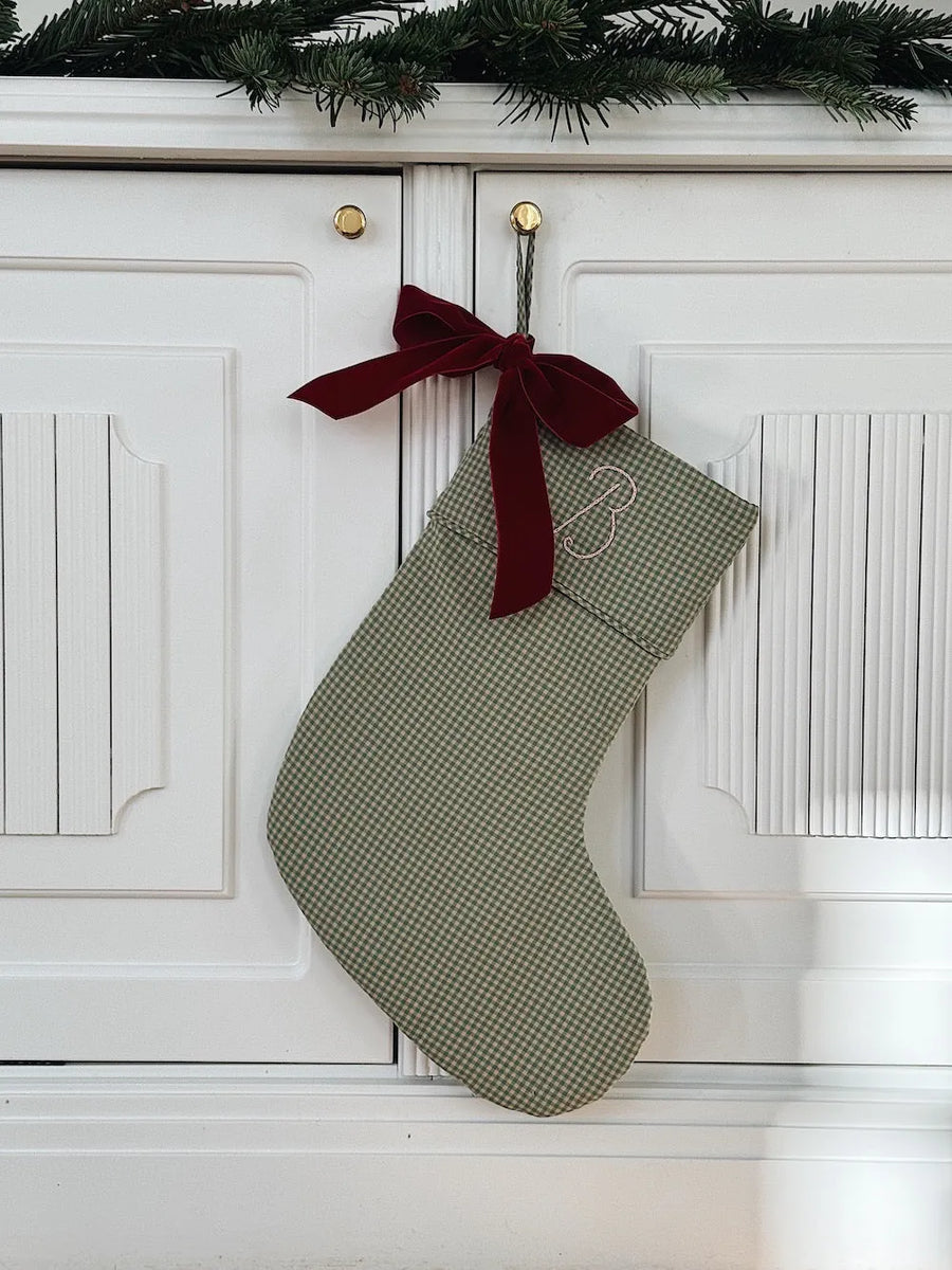 Christmas stocking green check