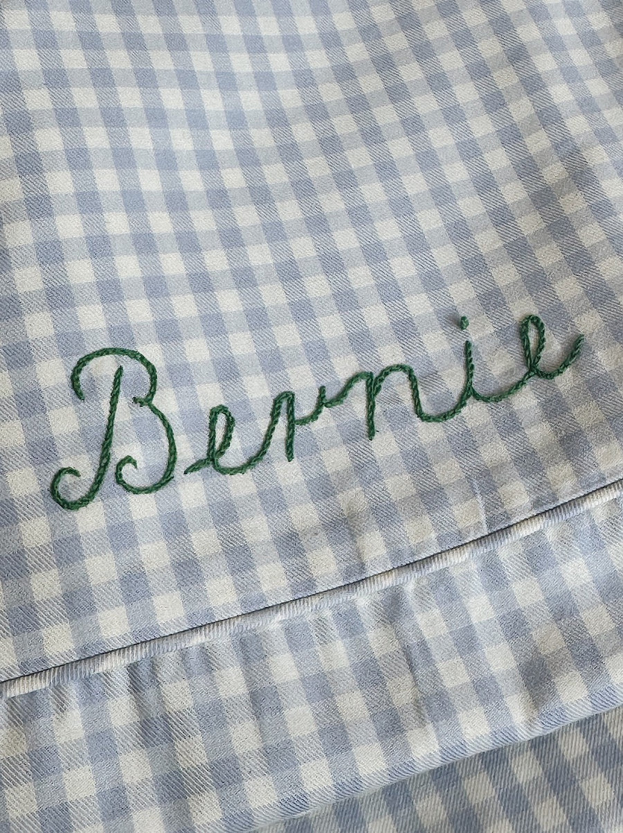 Klassisk sengetøj (full size) blå gingham