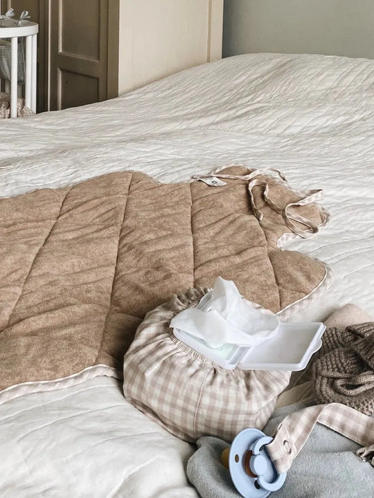 Wet wipe cover beige gingham – lalaby.com