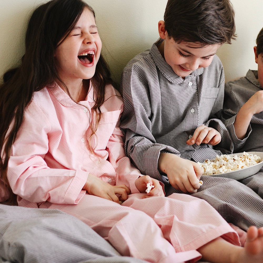 Klassisk pyjamas tiny check pink