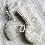 Lalaby knitted Alpha shoes for babies in natural white merino wool