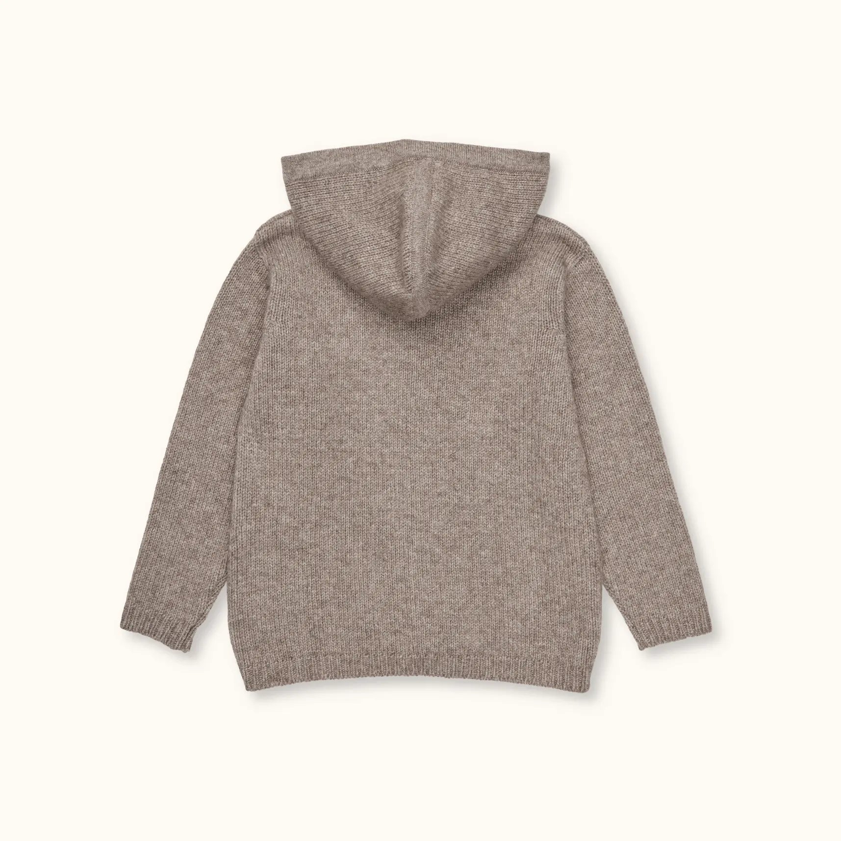 Lalaby Andy hoodie for kids in a millet brown baby wool, yak and cashnere blend