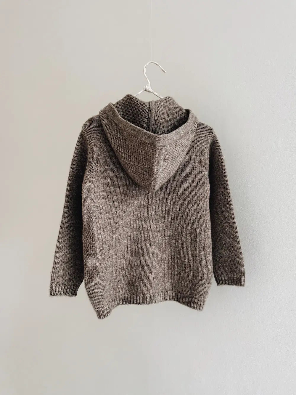 Lalaby Andy hoodie for kids in a millet brown baby wool, yak and cashnere blend