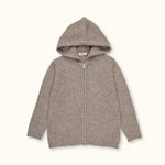 Lalaby Andy hoodie for kids in a millet brown baby wool, yak and cashnere blend