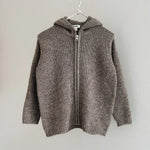 Lalaby Andy hoodie for kids in a millet brown baby wool, yak and cashnere blend