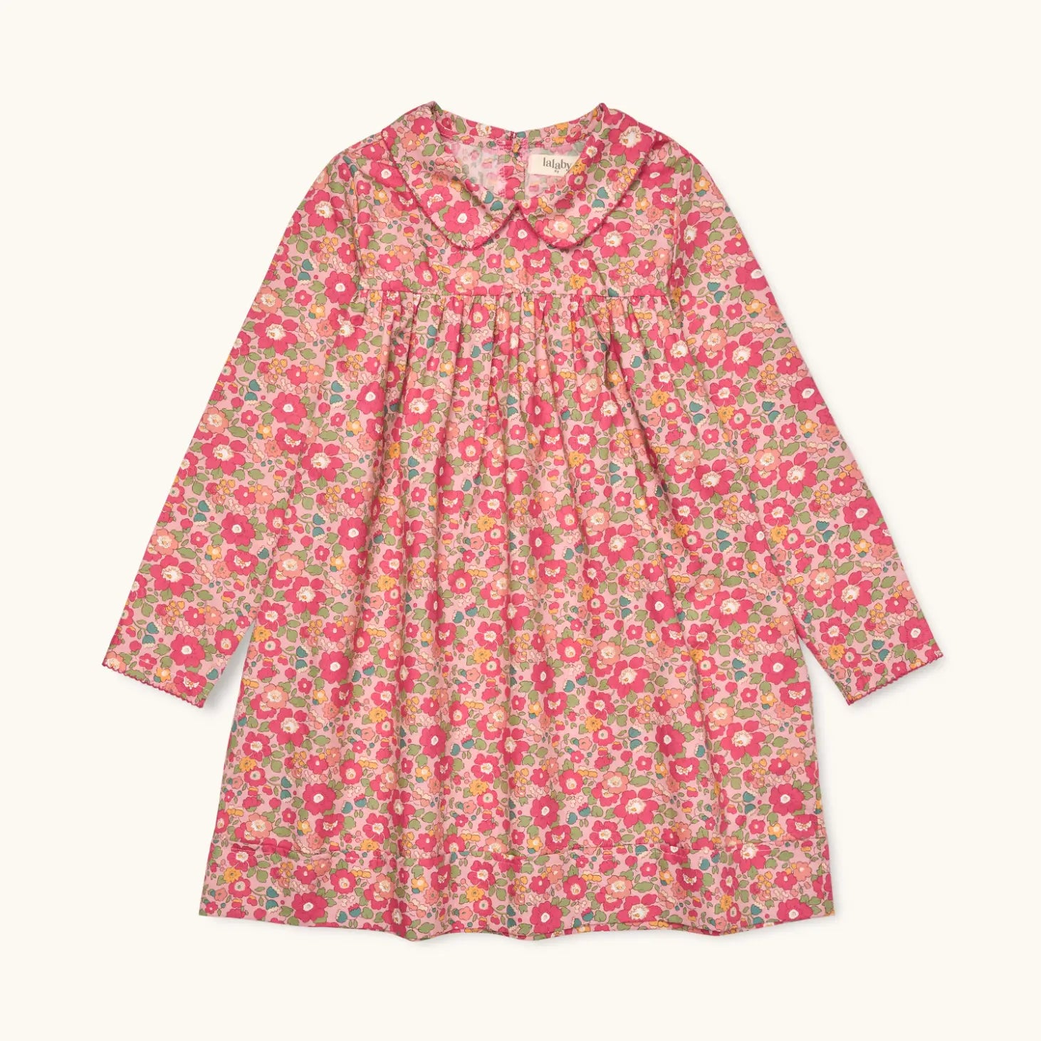 Lalaby Anna dress for kids in berry betsy pink liberty organic cotton