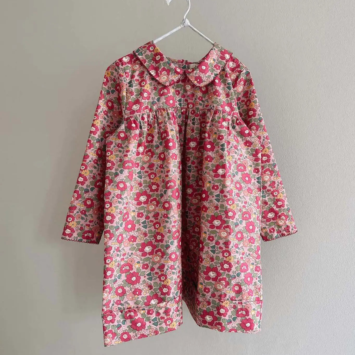 Lalaby Anna dress for kids in berry betsy pink liberty organic cotton