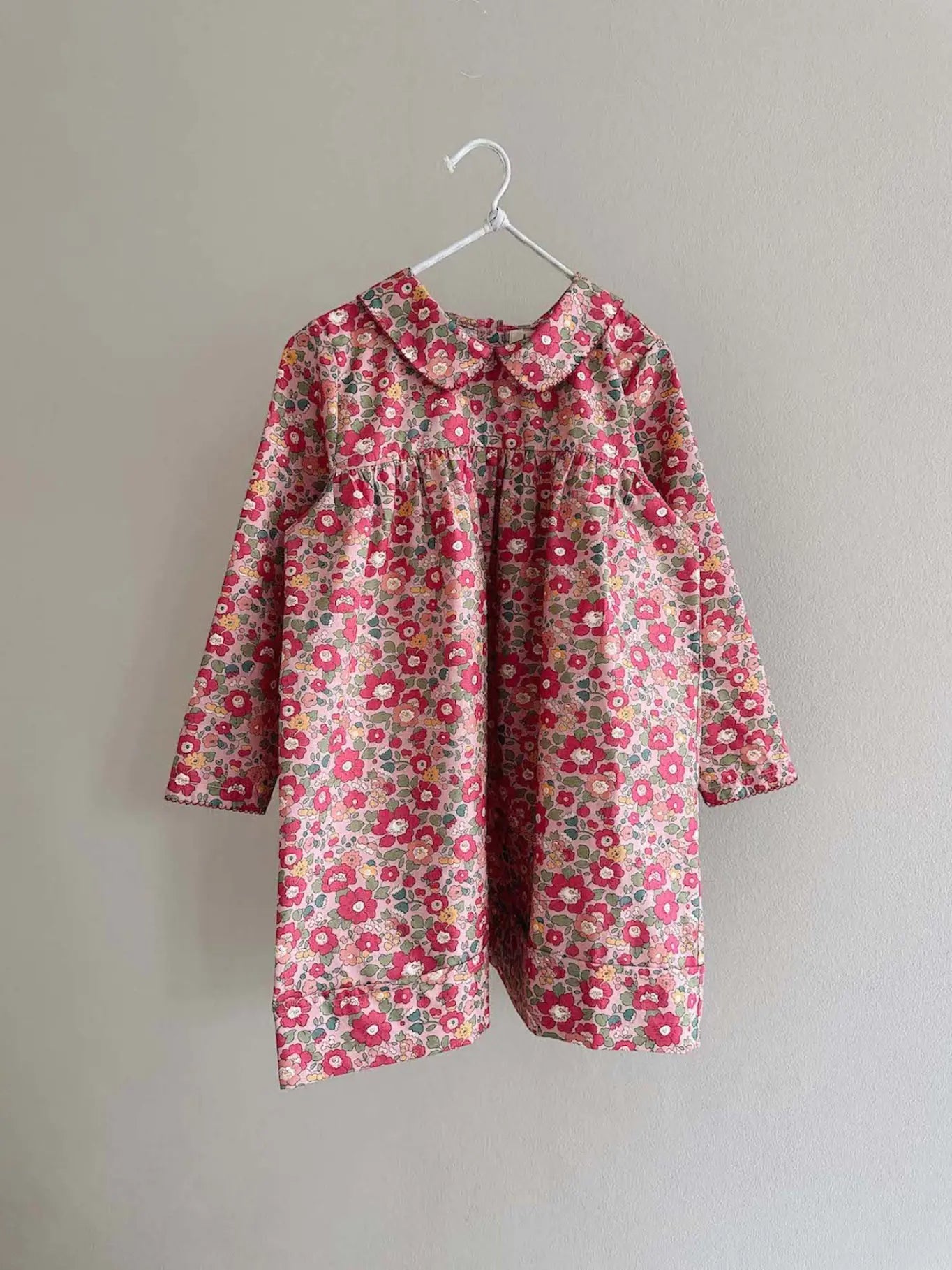 Lalaby Anna dress for kids in berry betsy pink liberty organic cotton