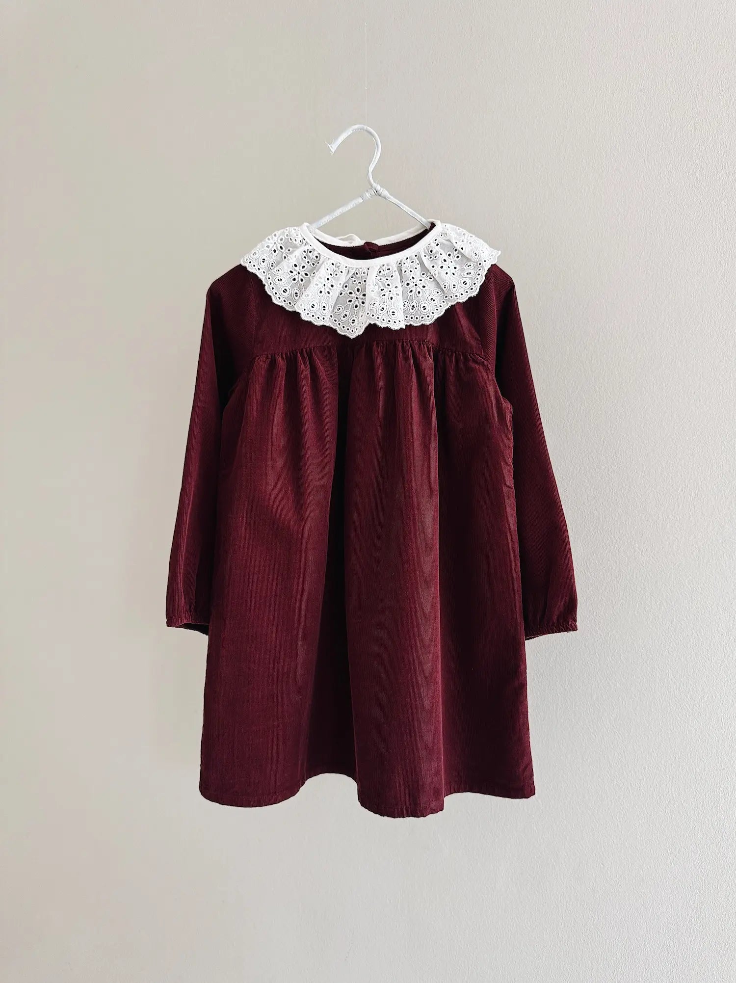 Lalaby Annabella dress for kids in ruby red cotton baby cord