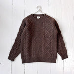 Lalaby Aran sweater for kids in chocolate brown merino wool