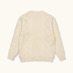 Lalaby Aran sweater for kids in natural white merino wool