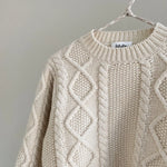 Lalaby Aran sweater for kids in natural white merino wool