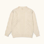 Lalaby Aran sweater for kids in natural white merino wool