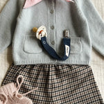 Lalaby AW26 baby girl look in shades of bluey, tweedy, powder, whale & tiny check pink