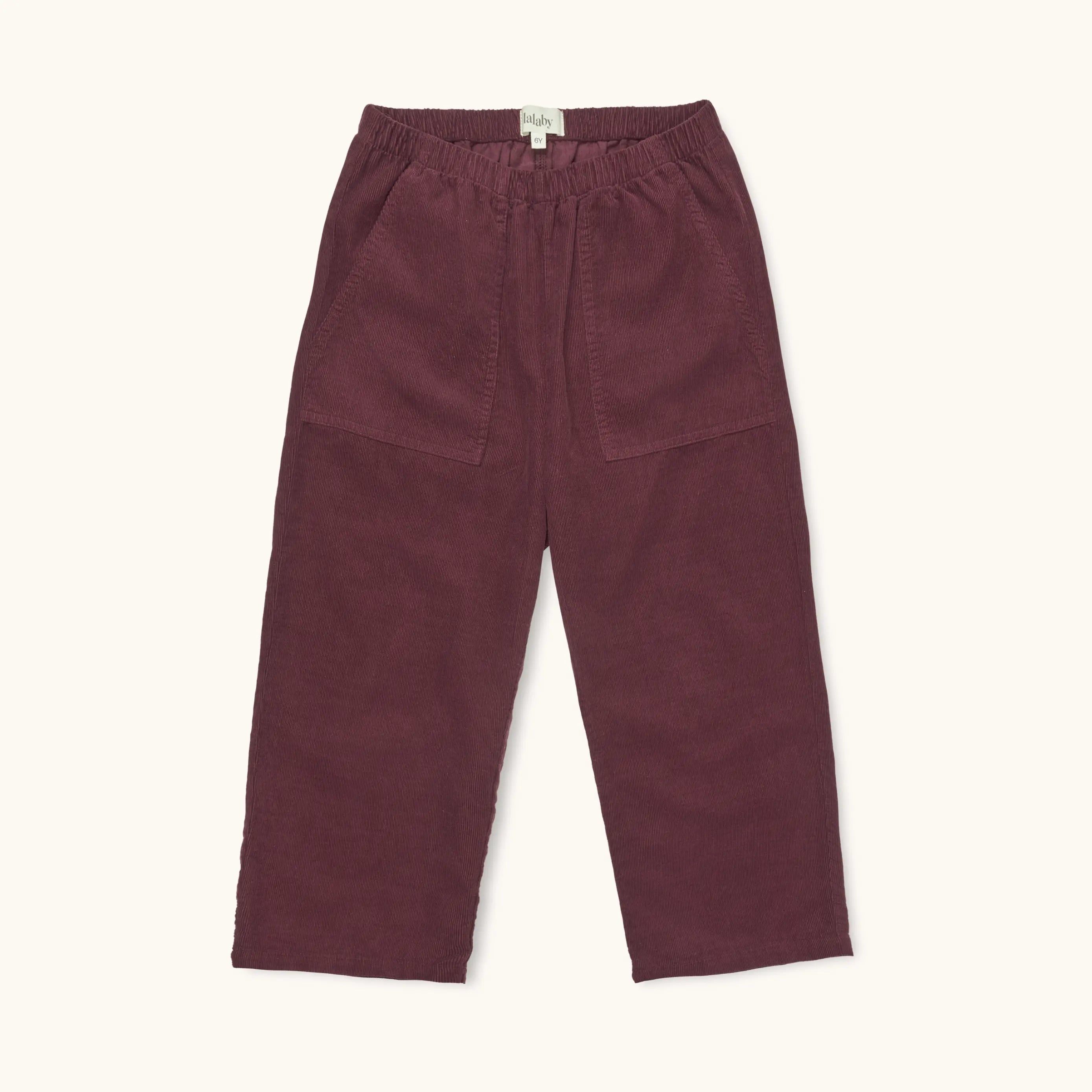 Lalaby Axel trousers for kids in ruby red cotton baby cord