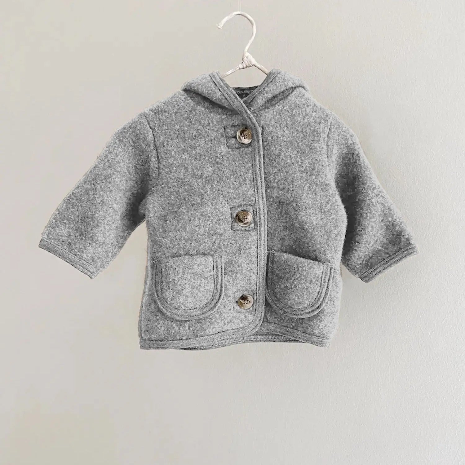 Lalaby Babar jacket for babies in elephant grey merino wool