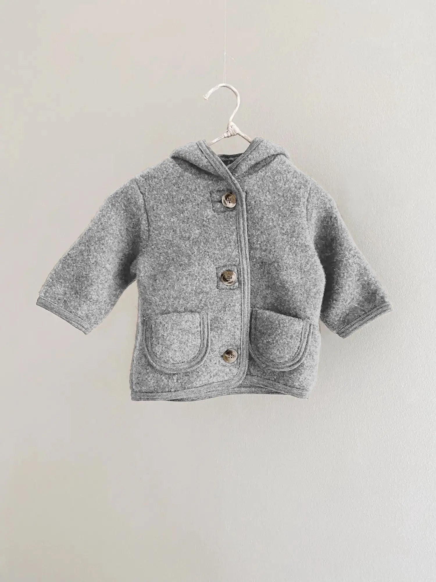 Lalaby Babar jacket for babies in elephant grey merino wool