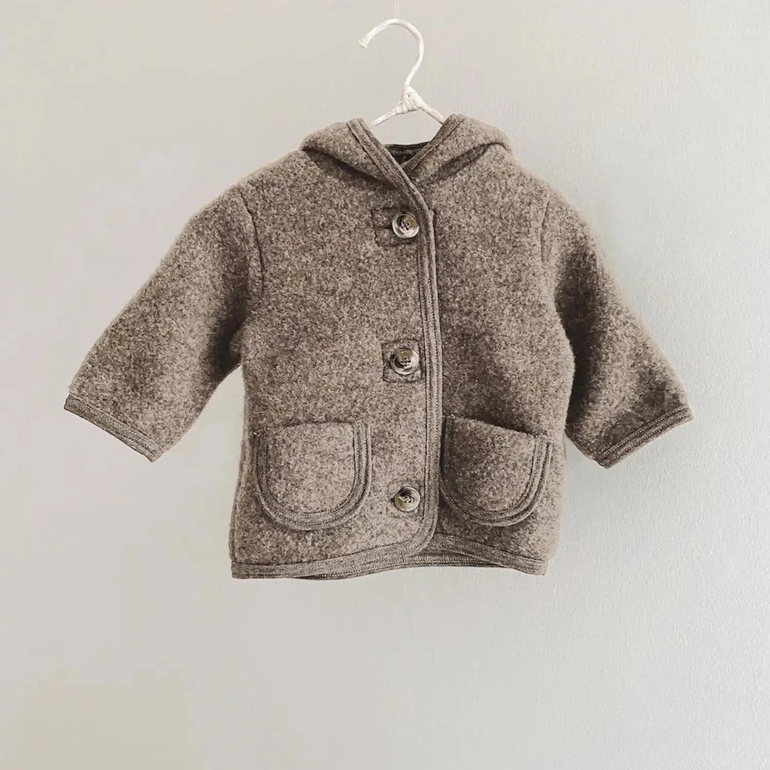 Lalaby Babar jacket for babies in hazel brown merino wool