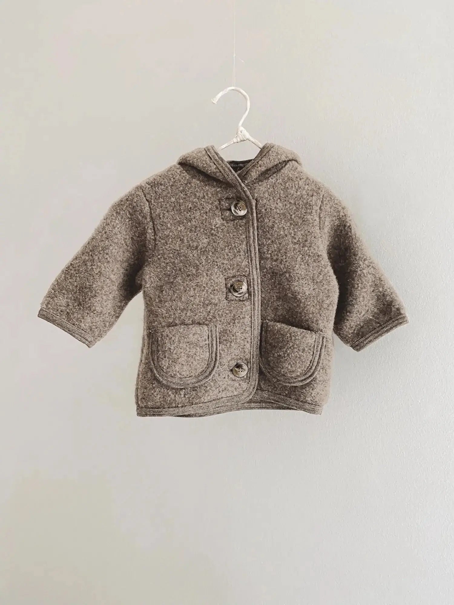 Lalaby Babar jacket for babies in hazel brown merino wool