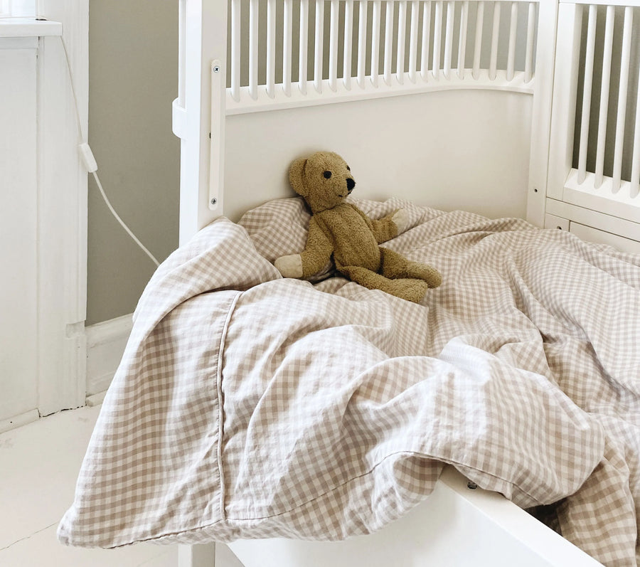 Baby bundt beige: sengetøj, dyne og pude