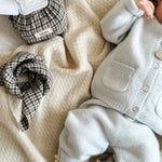 Lalaby baby boy look in shades of bluey, natural and tweedy