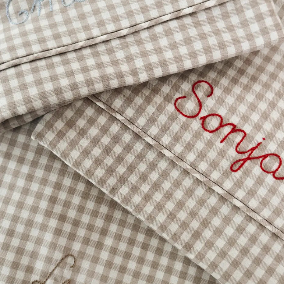 Lalaby - Klassisk junior sengetøj beige gingham