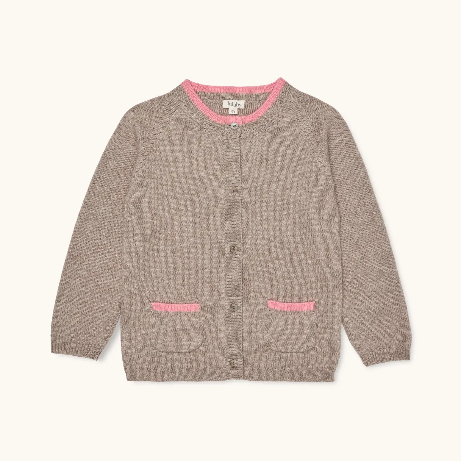 Lalaby Betty cardigan for kids in toast brown cashmere