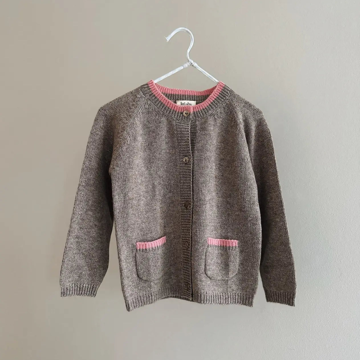 Lalaby Betty cardigan for kids in toast brown cashmere