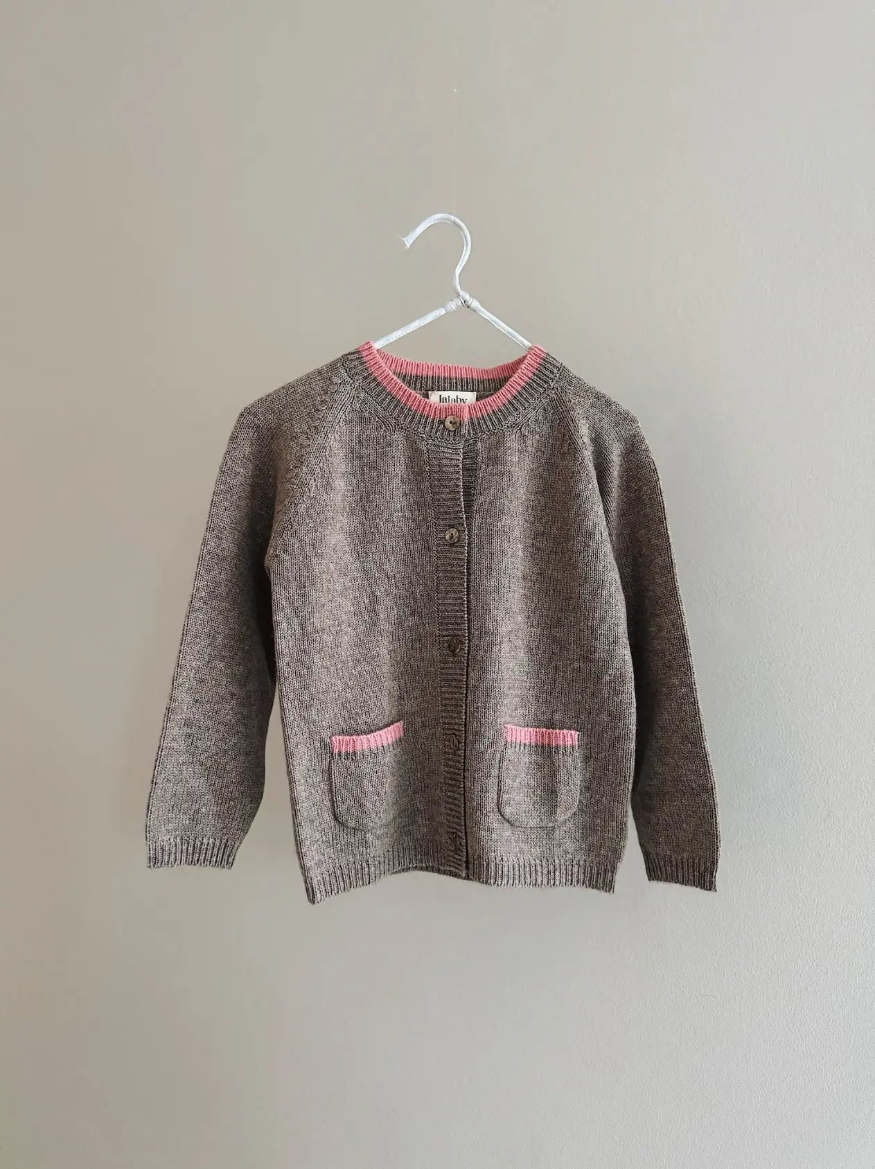 Lalaby Betty cardigan for kids in toast brown cashmere