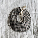 Lalaby set of Bibi bibs for babies in tweedy check and beige gingham organic cotton