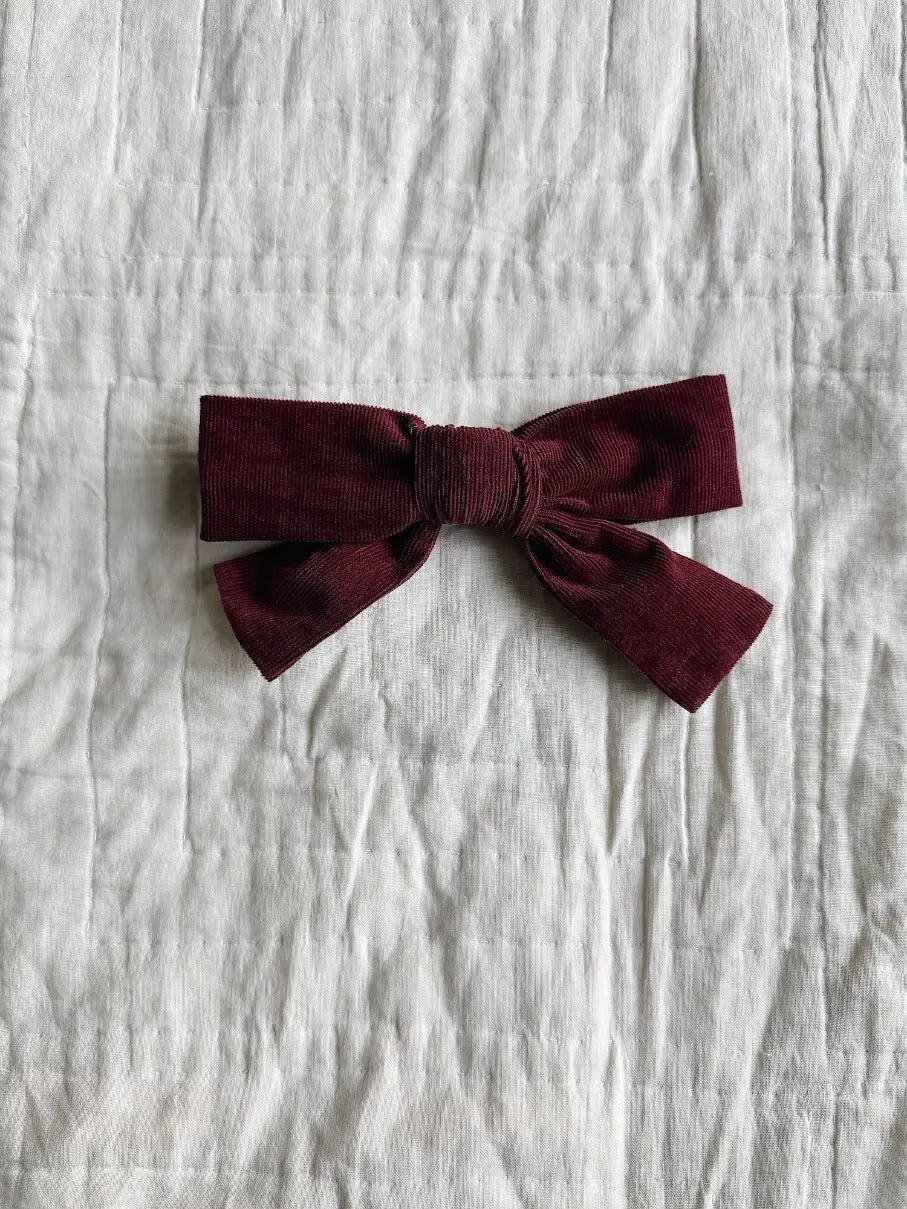 Lalaby Big hair bow for kids in ruby red cotton baby cord