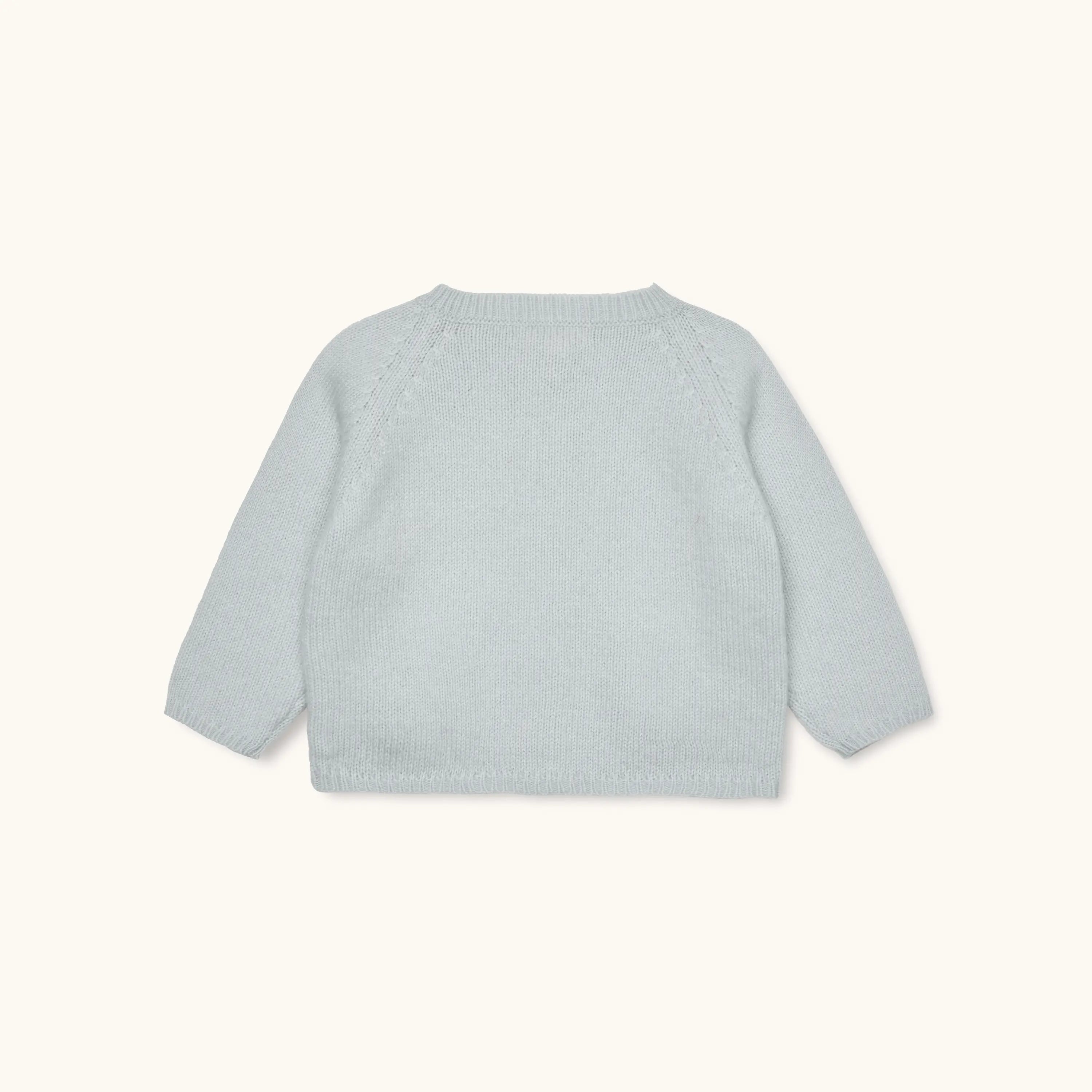 Lalaby Bobbie cardigan for babies in bluey light blue cashmere