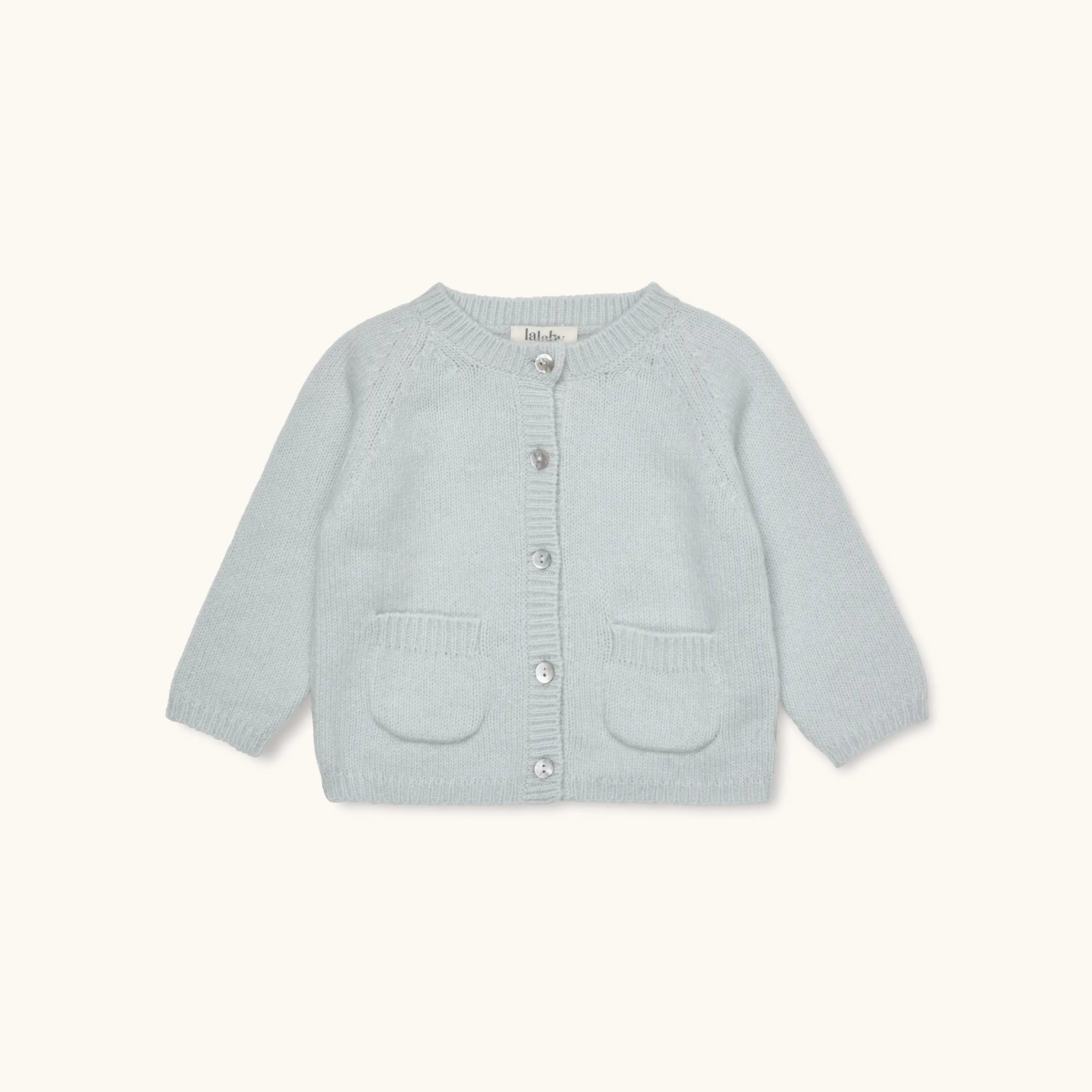 Lalaby Bobbie cardigan for babies in bluey light blue cashmere