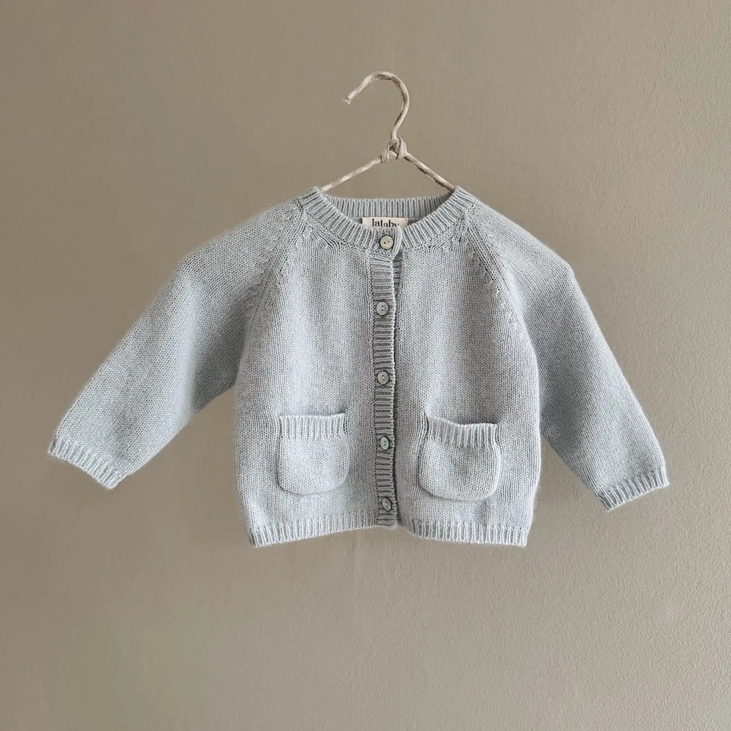 Lalaby Bobbie cardigan for babies in bluey light blue cashmere
