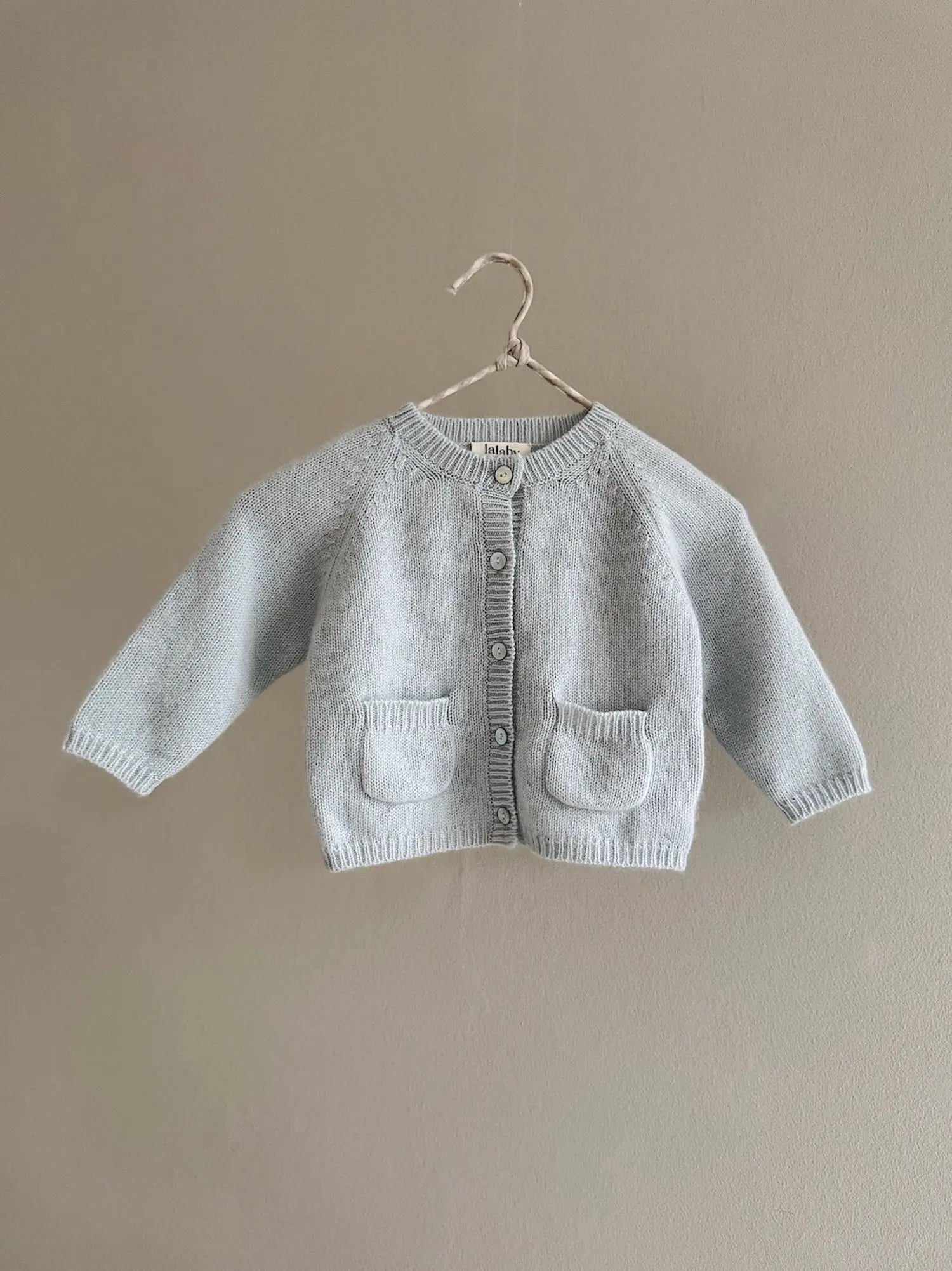 Lalaby Bobbie cardigan for babies in bluey light blue cashmere