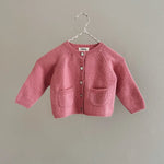 Lalaby Bobbie cardigan for babies in sorbet pink cashmere