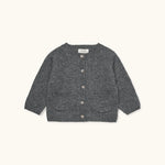 Lalaby Bobbie cardigan for babies in storm grey cashmere