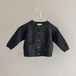 Lalaby Bobbie cardigan for babies in storm grey cashmere
