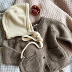 Lalaby baby outfit with Bobbie cardigan in toast brown cashmere